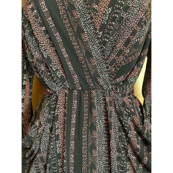 BCBGeneration Printed Long Sleeve Black Wrap Dress Size for XS - Picture 6 of 8
